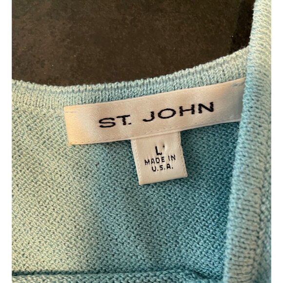 St. John Blue Knit V Neck Camisole Top Sz L - Picture 5 of 9